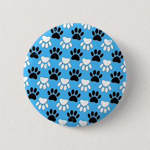 Zwart-witte en rode vlekken op blauwe achtergrond ronde button 5,7 cm