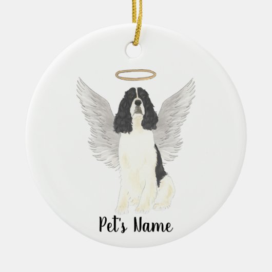Zwart & Witte Engelse Springer Spaniel Medeleven Keramisch Ornament (Voorkant)