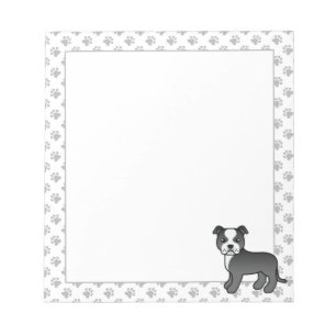 Zwart-Witte Engelse Staffie Schattige Cartoon Hond Notitieblok