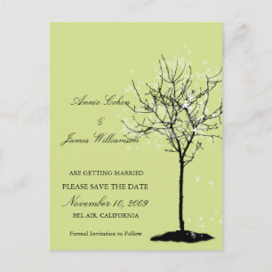 Zwart-witte esdoorn boom save the date kaart