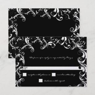 Zwart & Witte Fantasievolle Wedding Kaart