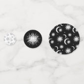 Zwart & Witte Fantasievolle Zon Hemelse Verjaardag Confetti (Voorkanten)