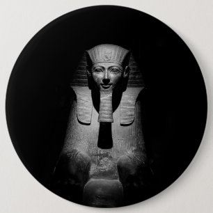 Zwart-witte farao koning ronde button 6,0 cm