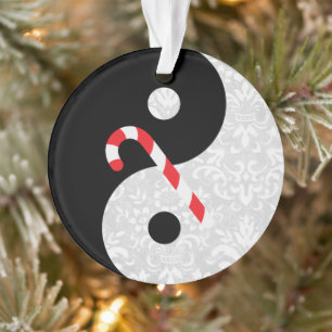 Zwart-witte faux Lace Yin Yang met snoepriet Ornament