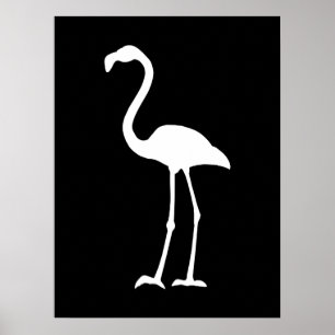 Zwart-witte flamingo poster