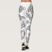 Zwart-witte floraal leggings (Achterkant)