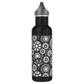 Zwart-witte floraal waterfles (Links)