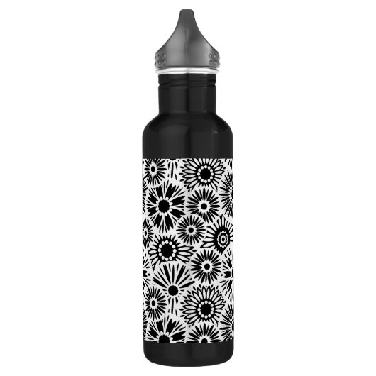Zwart-witte floraal waterfles (Links)