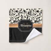 Zwart-witte Floral Bad Handdoek (Wasdoekje)