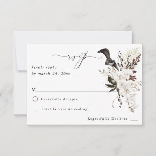 Zwart-witte Floral geen koraal RSVP Kaartje