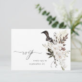 Zwart-witte Floral met RSVP (Staand voorkant)