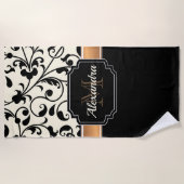 Zwart-witte Floral Strandlaken (Voorkant)