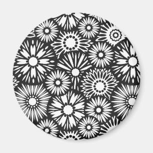 Zwart-witte florale iPhone magnet Magneet