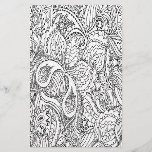 Zwart-witte florale kleurpagina briefpapier