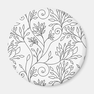 Zwart-witte florale Magnet Magneet
