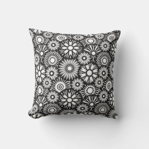 Zwart-witte florale Pillow Kussen