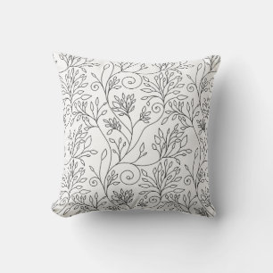 Zwart-witte florale Pillow Kussen