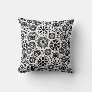 Zwart-witte florale Pillow Kussen