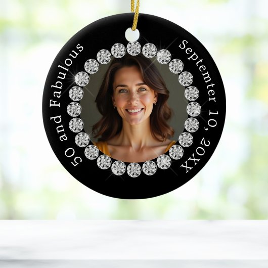 Zwart witte foto diamanten fantastische verjaardag keramisch ornament