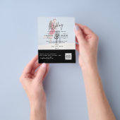 Zwart Witte FOTO Trouw Uitnodiging QR CODE Bewaar Flyer (Hand)