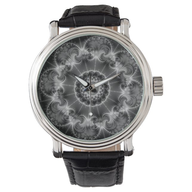 Zwart-witte fractal horloge (Voorkant)