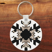Zwart-witte fractale kunst Snowflakes Sleutelhanger (Voorkant)