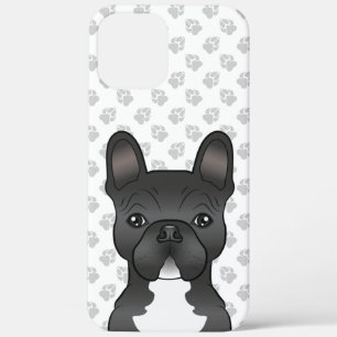 Zwart-Witte Franse Bulldog Cartoon Hond & Pootjes iPhone 12 Pro Max Hoesje