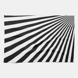 Zwart-witte Funky Striped Abstracte Kunst Theedoek