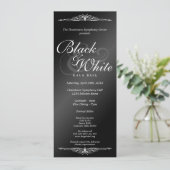 Zwart-witte gala ball dance corporate tea length kaart (Staand voorkant)