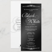 Zwart-witte gala ball dance corporate tea length kaart (Voorkant / Achterkant)