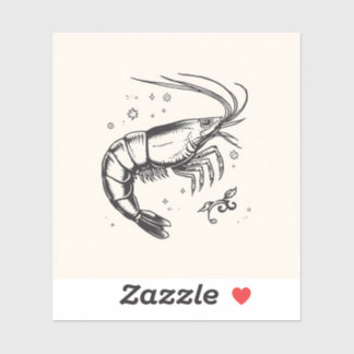 Zwart & Witte Garnalen Flash Tatoeage Kunst Sticker