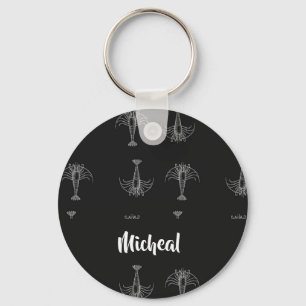 Zwart-witte garnalen sleutelhanger