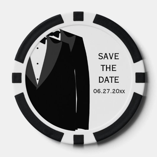 Zwart Witte Gay Bruiloft Save The Date Poker Chips (Voorkant)