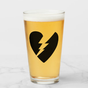 Zwart-witte gebroken hartkunst glas