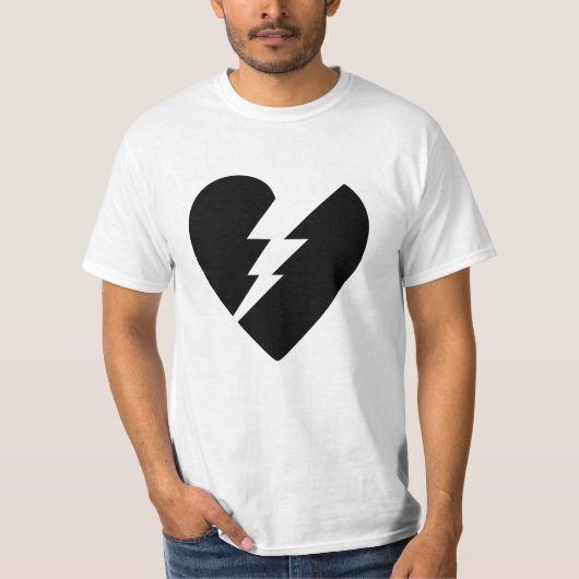Zwart-witte gebroken hartkunst t-shirt (Voorkant)