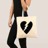 Zwart-witte gebroken hartkunst tote bag (Voorkant (product))