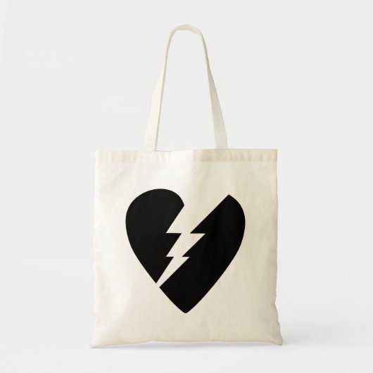 Zwart-witte gebroken hartkunst tote bag (Voorkant)