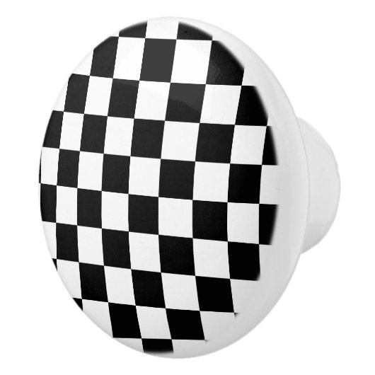 Zwart-witte gecheckte vlaggenstijl keramische knop (Rechts)