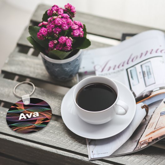 Zwart-witte gekleurde golfnaam sleutelhanger