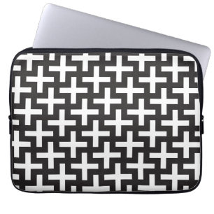 Zwart-witte Geometrisch Laptop Sleeve