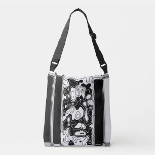 Zwart-witte geometrische kunst 1 crossbody tas