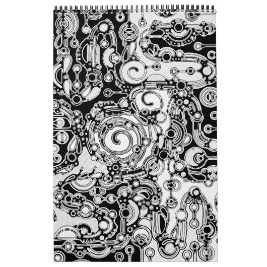 Zwart-witte geometrische kunst 3 kalender (Hoes)