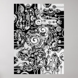 Zwart-witte geometrische kunst 3 poster