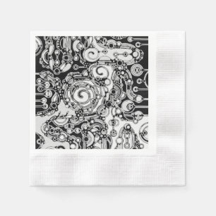 Zwart-witte geometrische kunst 3 servet