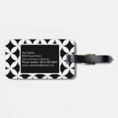 Zwart Witte Geometrische Patroon Aangepaste Monogr Bagagelabel (Achterkant horizontaal)