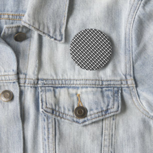 Zwart Witte Geometrische Raster Ronde Button 5,7 Cm