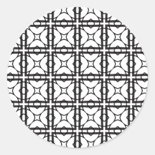 Zwart-witte geometrische rasterachtergrond ronde sticker