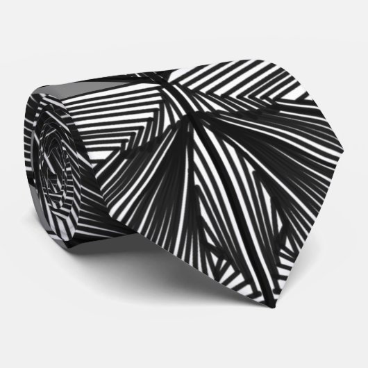 Zwart-witte geometrische weblijntekening stropdas (Opgerold)