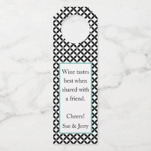 Zwart-witte gepersonaliseerde flesophanglabels flessenhanger