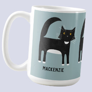 Zwart-witte gepersonaliseerde kat koffiemok
